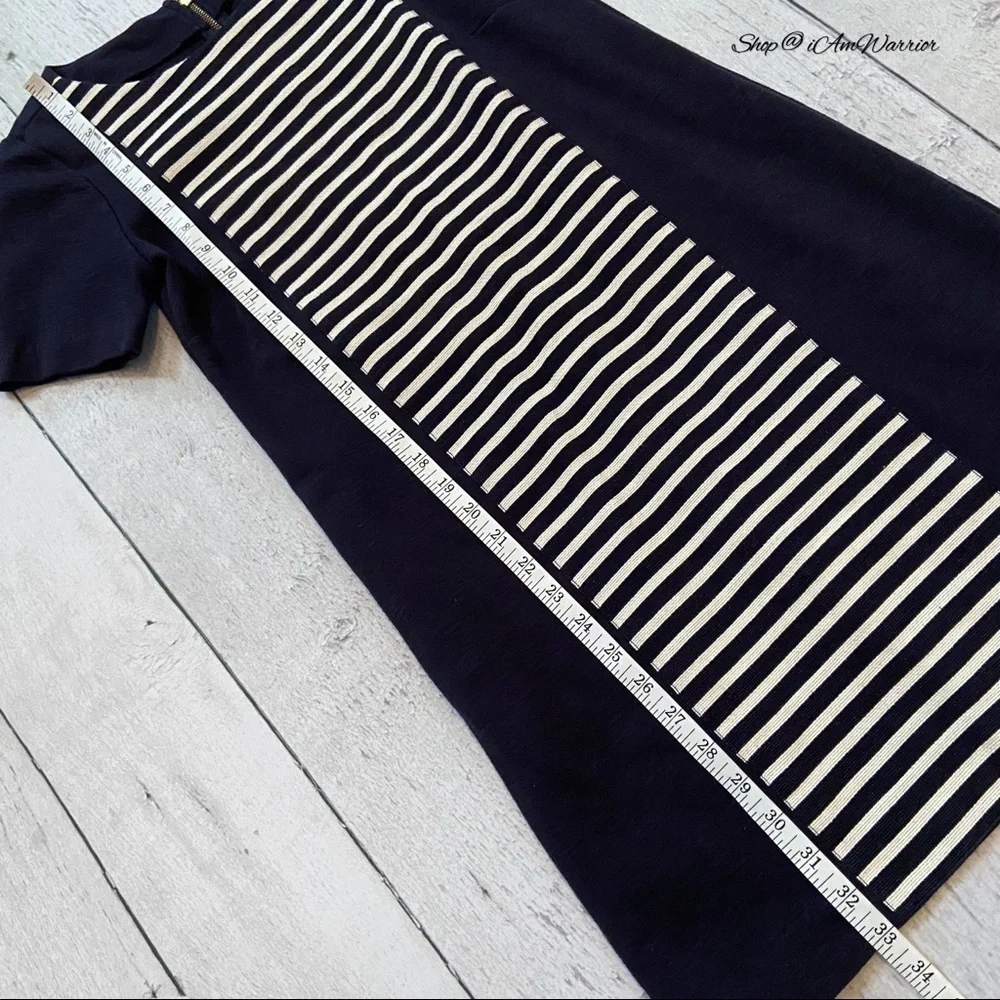 J.Crew navy striped panel knit shirt sleeve shift dress *shop@iamwarrior